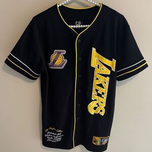 Black and Yellow Lakers Button-Up Jersey size small
